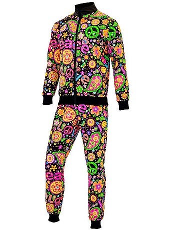 Costume da hippie groovy love fluorescente scuro