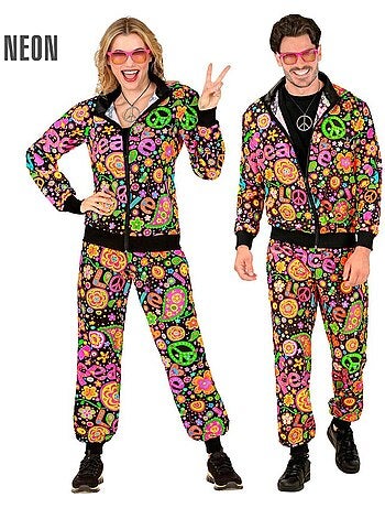 Costume da hippie groovy love fluorescente scuro