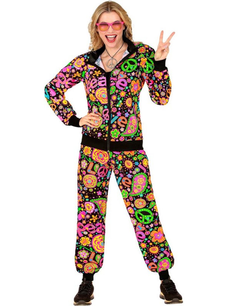 Costume da hippie groovy love fluorescente scuro Multicolore - Kiabi