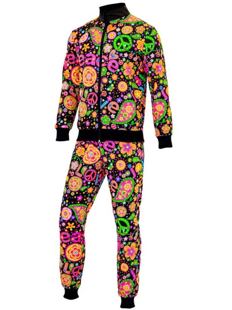 Costume da hippie groovy love fluorescente scuro Multicolore - Kiabi