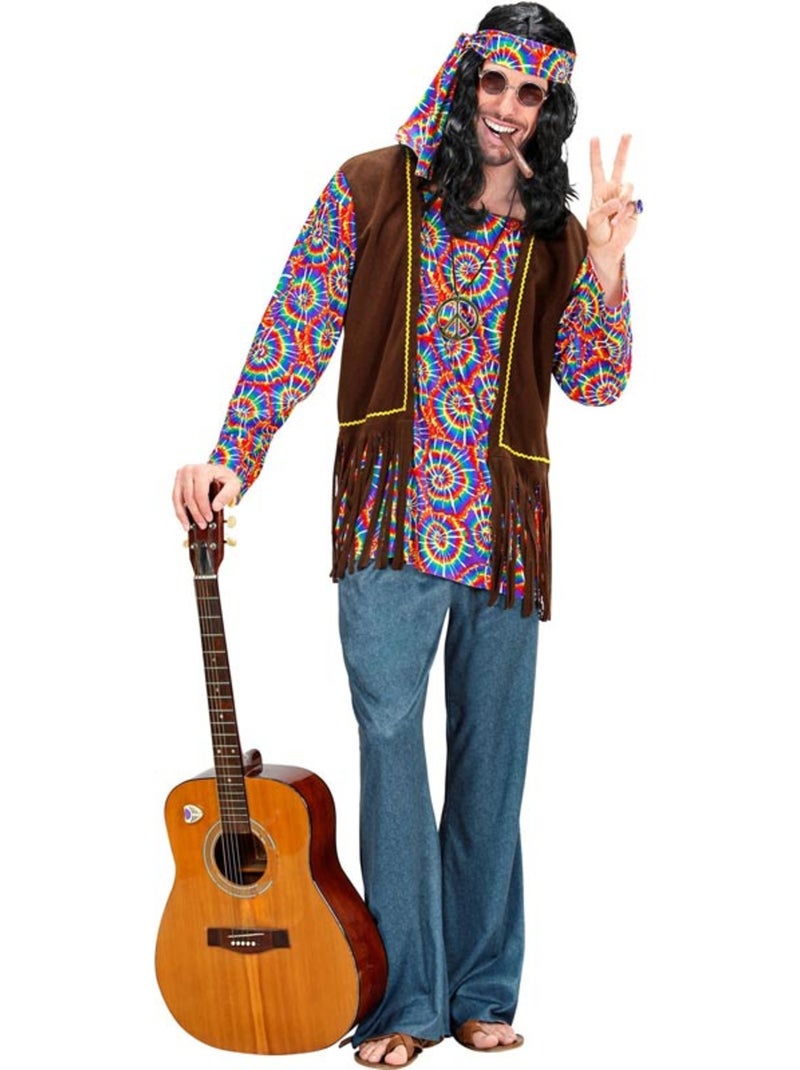 Costume da hippie psichedelico con gilet Multicolore - Kiabi