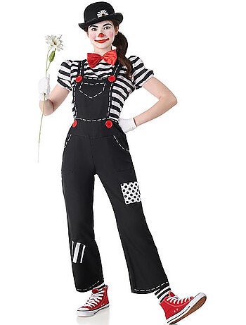 Costume da mima divertente a righe da donna