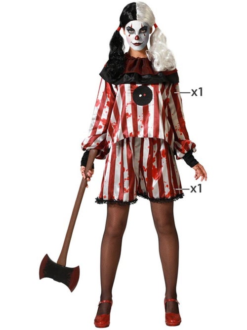 Costume da pagliaccia a righe da donna - Kiabi