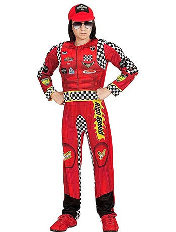 Costume da pilota di Formula 1 a scacchi con cappello