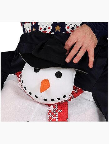 Costume da pupazzo di neve che cavalca un pupazzo di neve
