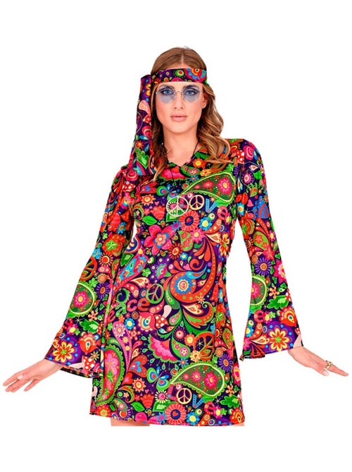 Costume da ragazza hippie in abito psichedelico - Kiabi