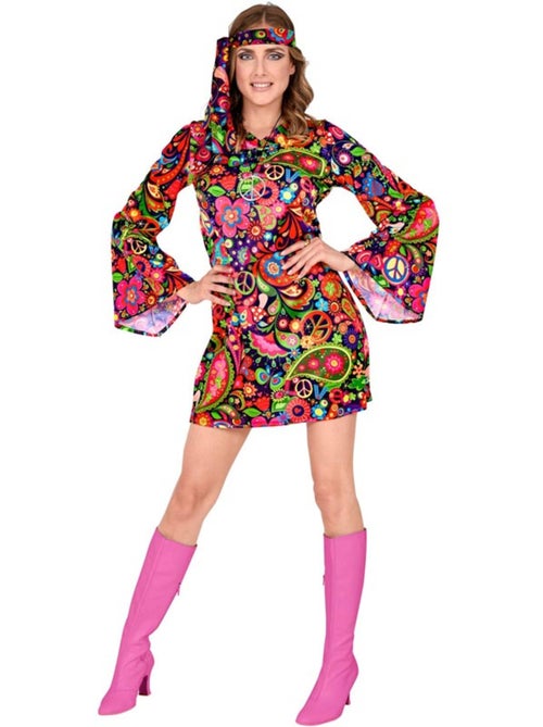 Costume da ragazza hippie in abito psichedelico - Kiabi