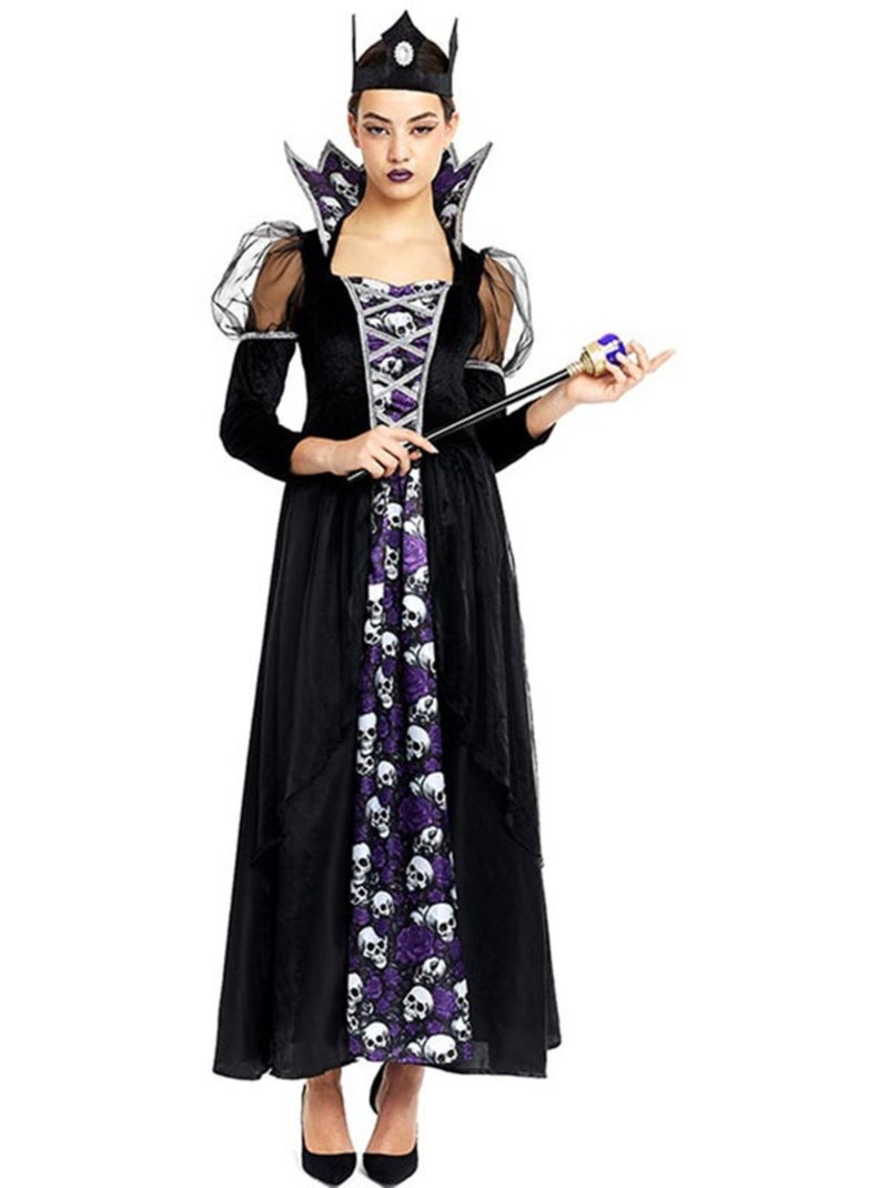 Costume da Regina Teschio Oscuro con corona Multicolore - Kiabi