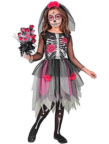 Costume da sposa scheletro con copricapo