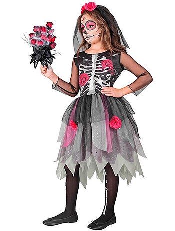 Costume da sposa scheletro con copricapo