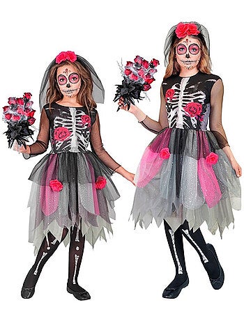 Costume da sposa scheletro con copricapo