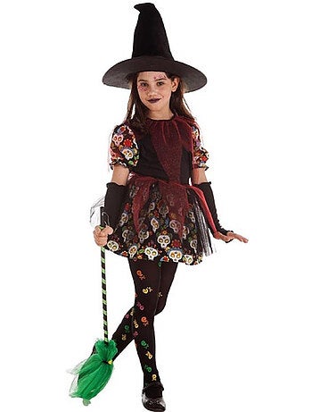 Costume da strega con teschio floreale