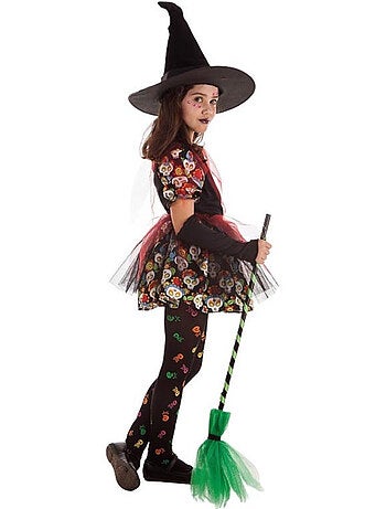 Costume da strega con teschio floreale