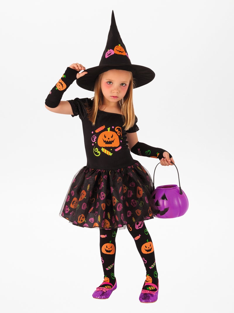 Costume da strega vestito + guanti + cappello Nero - Kiabi
