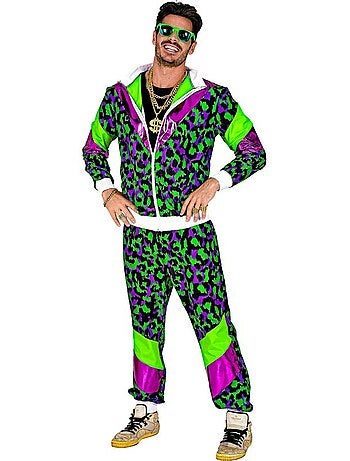 Costume da tuta anni '80 con stampa animalier al neon