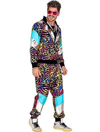 Costume da tuta anni '80 con stampa animalier al neon
