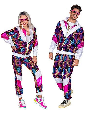 Costume da tuta da discoteca anni '80 al neon