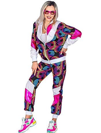 Costume da tuta da discoteca anni '80 al neon