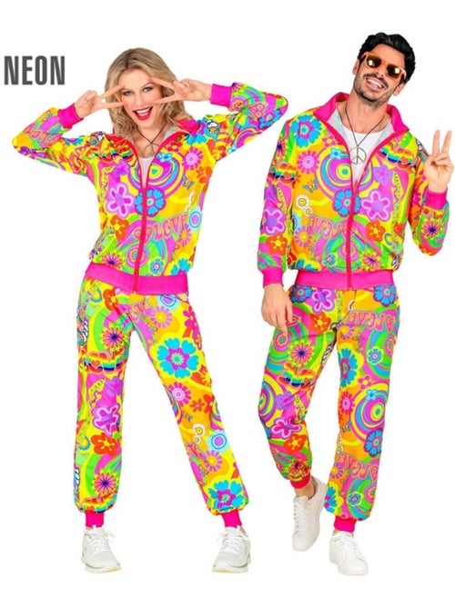 Costume da tuta hippie fluorescente e groovy love - Kiabi