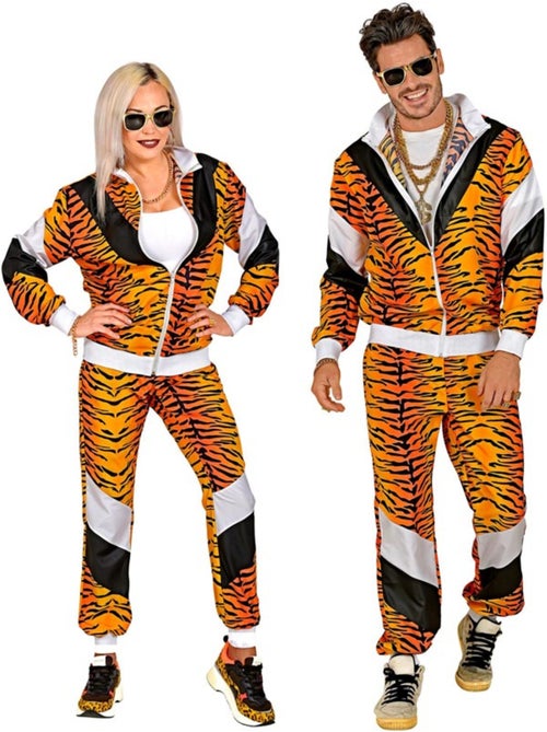 Costume da tuta sportiva anni '80 con tigre al neon - Kiabi