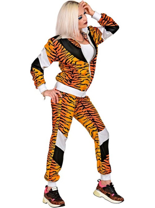 Costume da tuta sportiva anni '80 con tigre al neon - Kiabi