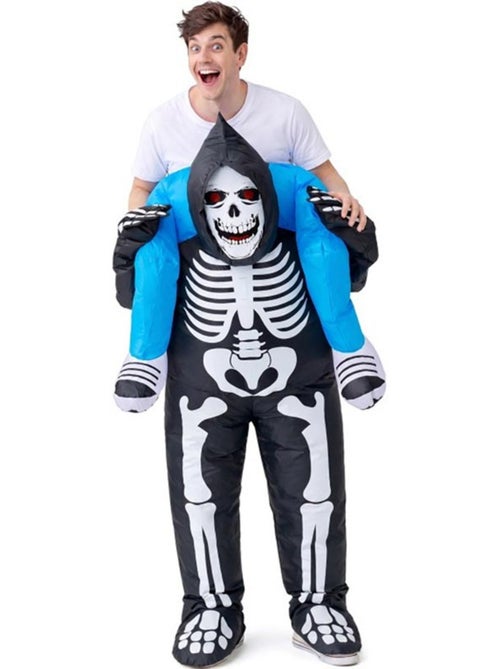 Costume gonfiabile con effetto trasporto sulle spalle di uno scheletro per adulti - Kiabi