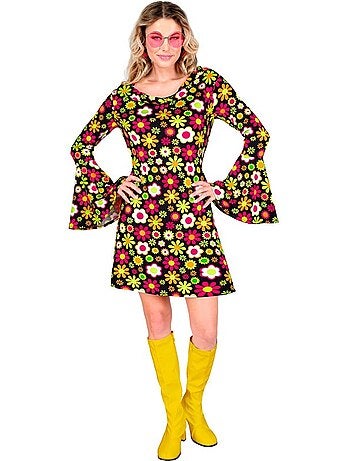 Costume hippie anni '60 con stampa floreale scura