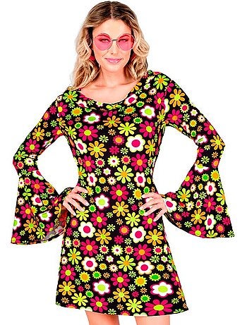 Costume hippie anni '60 con stampa floreale scura