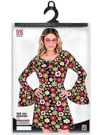Costume hippie anni '60 con stampa floreale scura