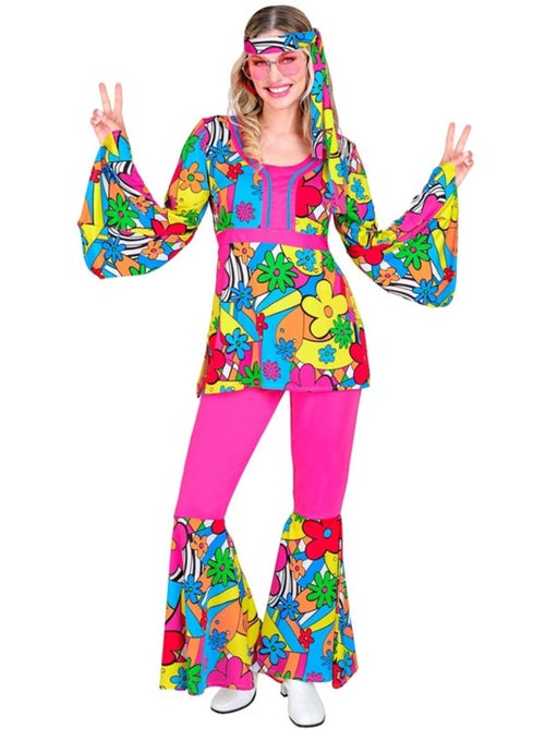 Costume hippie anni '60, fiori da cartone animato - Kiabi