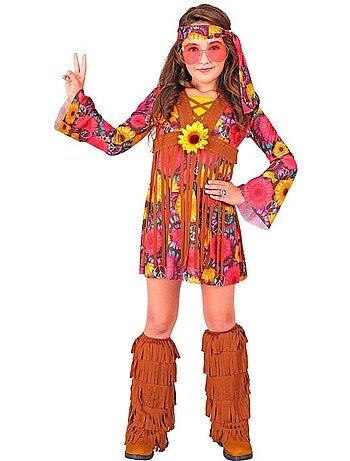 Costume hippie floreale con frange