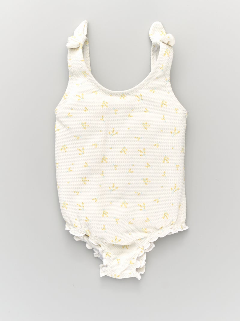 Costume intero a nido d'ape BIANCO - Kiabi