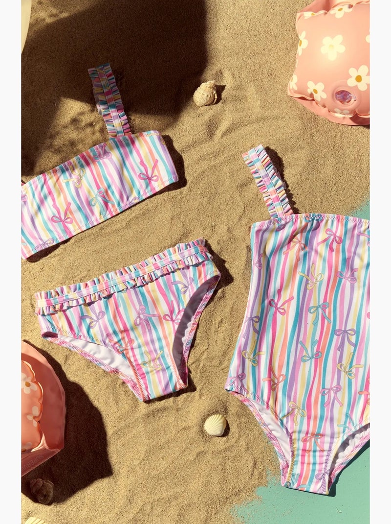 Costume intero bambina con motivo ribbon kurdela penti Blu cielo - Kiabi