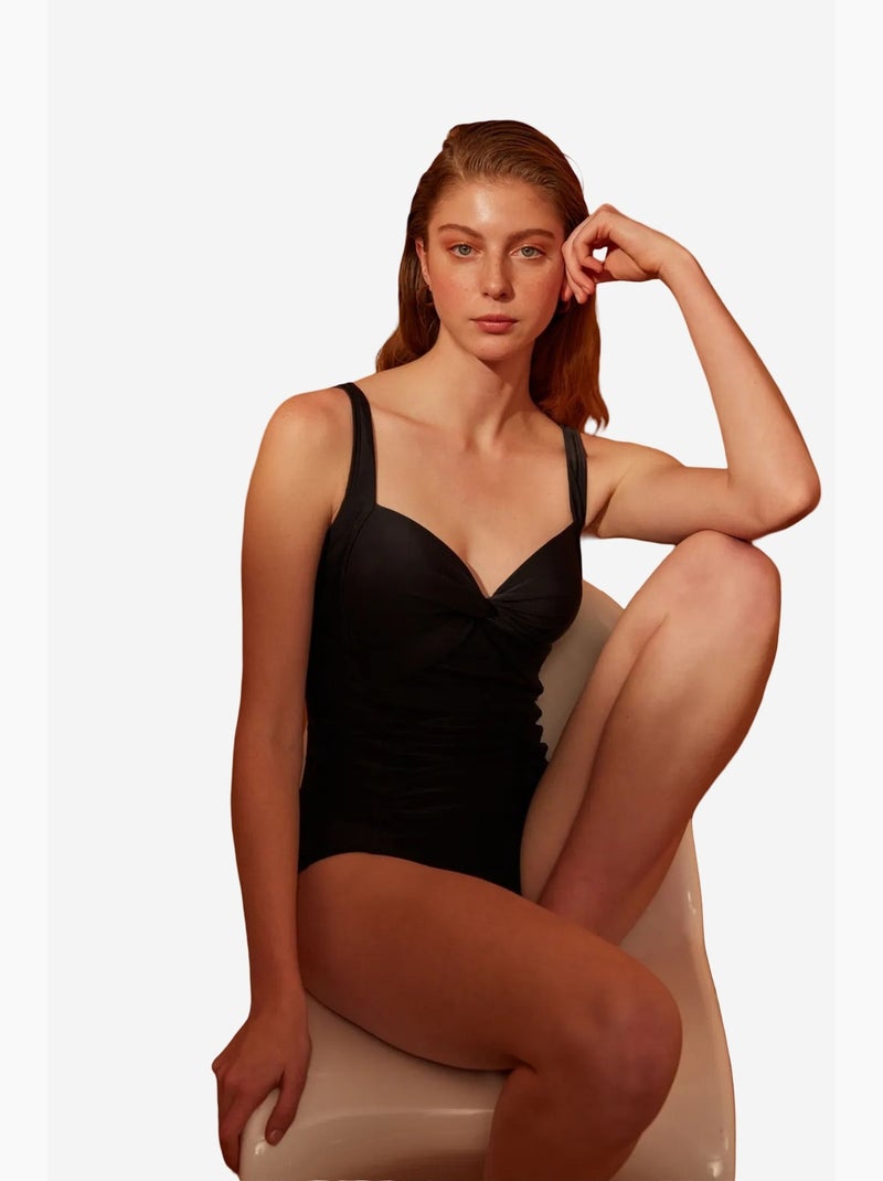 Costume intero donna arricciato penti Nero - Kiabi