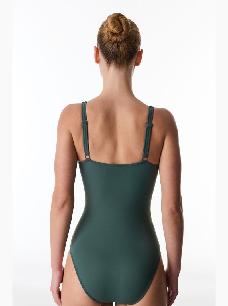 Costume intero donna con arricciature penti Verde bottiglia - Kiabi