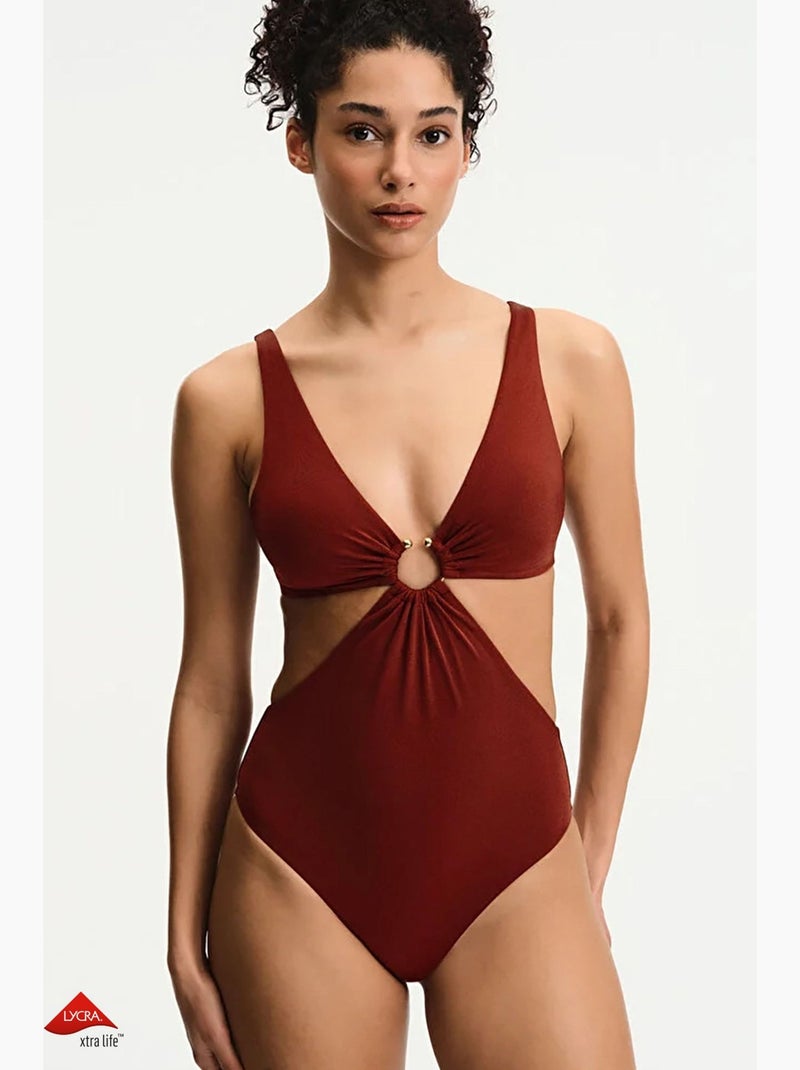 Costume intero donna erica brillantinato penti Rosso bordeaux - Kiabi