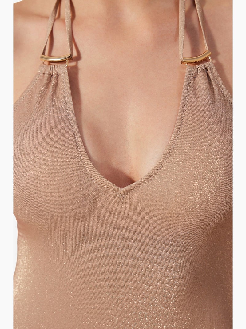 Costume intero donna sofia scintillante penti Beige argilla - Kiabi