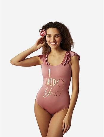 Costume intero flore scuro con dettaglio volant penti