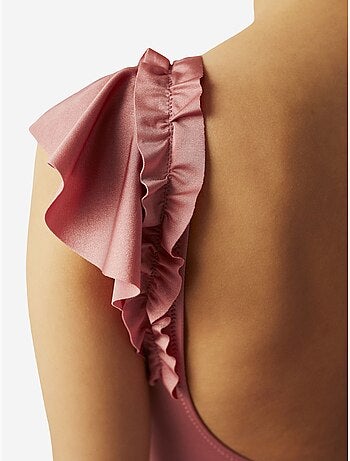 Costume intero flore scuro con dettaglio volant penti