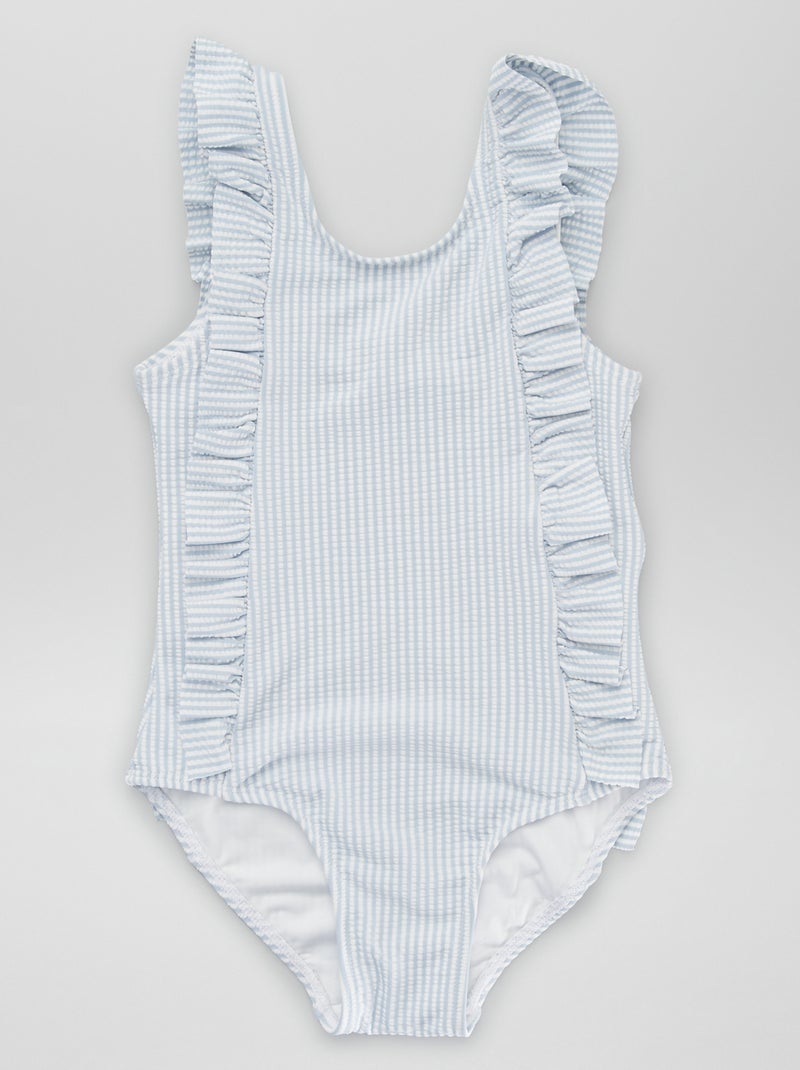 Costume intero in maglia testurizzata a righe blu/bianco - Kiabi