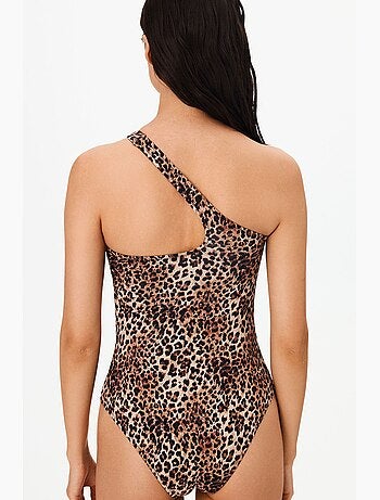 Costume intero leo monospalla con stampa leopardata penti