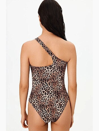 Costume intero leo monospalla con stampa leopardata penti