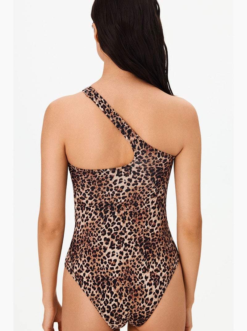 Costume intero leo monospalla con stampa leopardata penti Cammello - Kiabi