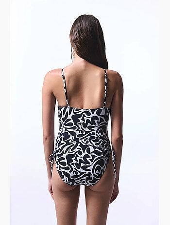 Costume intero tint con stampa zebra, con ferretto, senza spalline penti