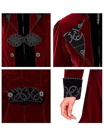 Costume o cappotto gotico in velluto bordeaux