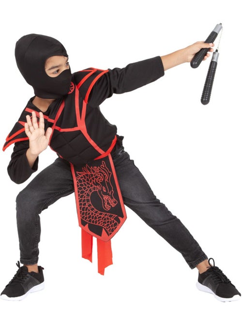 Costume o kit da ninja: maglia, cintura, cappuccio e nunchaku - Kiabi