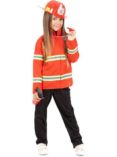 Costume o kit da pompiere: giacca, elmetto, fischietto ed estintore. - Kiabi