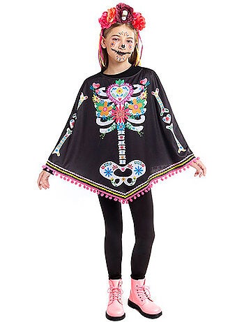 Costume o poncho da scheletro di Catrina