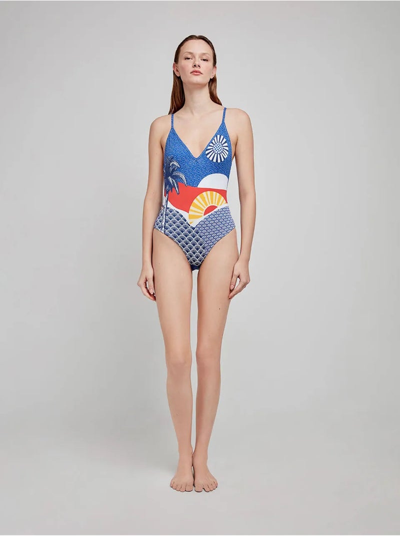 Costume scollo halter con fantasia Multicolore - Kiabi