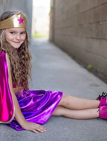 Costume supereroina tunica mantello e maschera per bambine | Great Pretenders